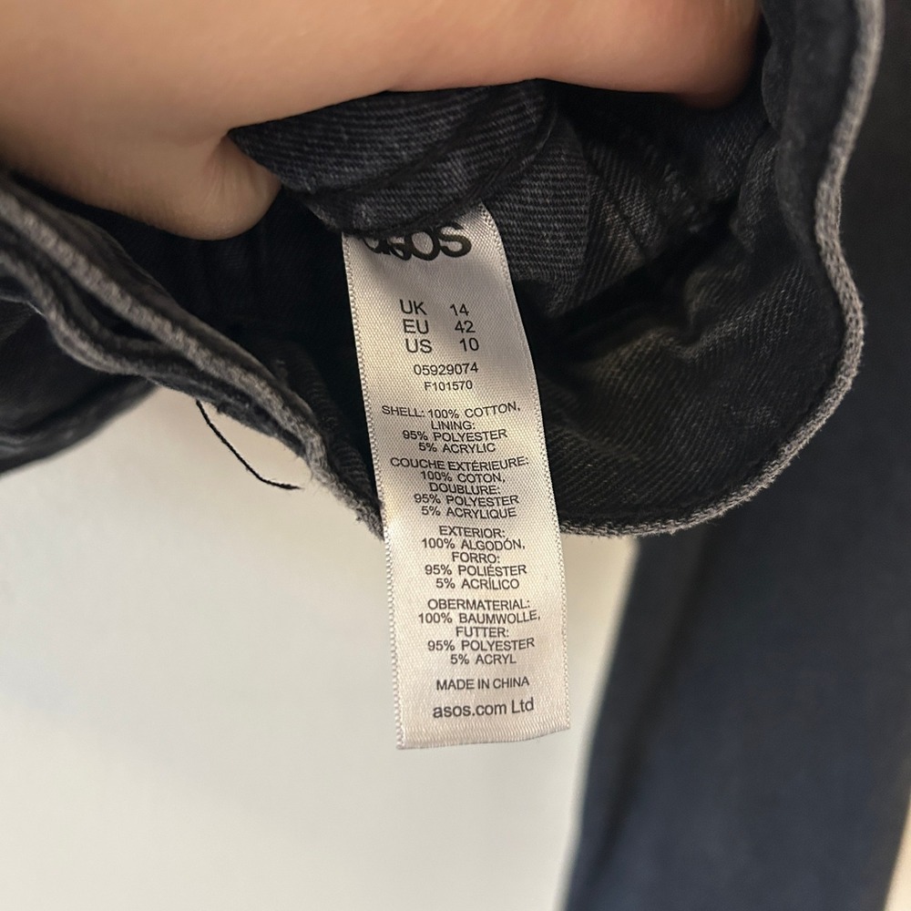 ASOS DENIM Black Washed Sherpa Lined Trucker Jacket‎ US 10 - Picture 10 of 14